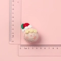 Handmade crochet pink peach doll head charm with yellow hair detail and ruler measurement - MENGSI Pink Strawberry Dumpling