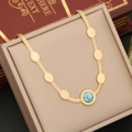 Collana a catena serpente dorata con pendente in turchese e numeri romani in scatola - Collana (1#项链)