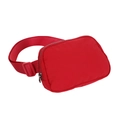 Detail of red athletic waist bag with waterproof nylon fabric and adjustable plastic buckle - Red