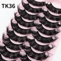 10 paar Russische DD curl nepwimpers in TK36-stijl met roze tray verpakking voor volume - Dikke dramatische stijl (TK36)