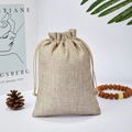 Linen drawstring storage pouch for jewelry in natural beige color with coarse texture - 10*14cm / Natural Linen