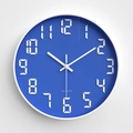 12 Zoll moderne Wanduhr mit dunkelblauem Zifferblatt und weißem Rahmen, Quarzwerk - Blau