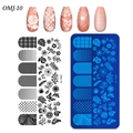 Détail macro de la plaque de stamping OMJ-10 avec motifs fleurs et papillons - Style Floral Insecte (OMJ-10)