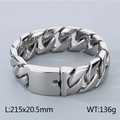 20mm silver stainless steel Cuban link bracelet for men with secure clasp, 215mm length - Steel Color (KB46545-D-220)