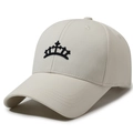 Casquette de baseball en coton beige clair avec logo couronne et croix brodé en noir - Réglable / Beige Clair