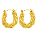 Elegant gold-tone croissant style twisted hoop earrings with a polished woven texture - French Croissant Weave