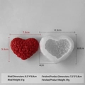 Red heart-shaped silicone mold for DIY candles and soap with detailed size parameters - Heart Mold J-0889