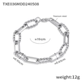 Bracciale a catena in acciaio al titanio argento con maglie intrecciate da 19 cm - Bracciale-Colore Acciaio