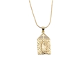 Goldene religiöse Halskette mit Maria-Anhänger und Zirkonia-Kreuz auf weißem Grund - 00249DL+50CM Schlangenkette (Rechteck Maria)