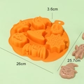 Stampo in silicone arancione per Halloween con zucche e fantasmi e indicazioni misura - Halloween a 7 Fori