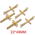 Conectores de cruz dorada curva para fabricación de joyas DIY de 22x49mm - Grande (22*49MM) / Dorado