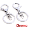 Polished silver chrome metal keychain set with lobster clasp and flat ring for DIY crafts - Chrome Finish