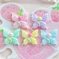 Macaron pastel resin butterfly charms with mini roses for DIY hair clips and crafts - Mixed Random Style