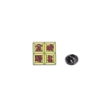 Square metal brooch with golden exam success text and secure butterfly clasp backing - Jin Bang Ti Ming Square Badge (CZ0875-4)