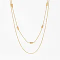 Minimalist double-layer gold snake chain necklace with polished beads for a layered look - Gold Style (KD1952)