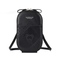 Black PU leather vertical crossbody phone bag with cute bear embossing and zipper. - Bear Style 1 / Black