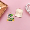 Green and gold enamel Tarot The Fool card pendant for DIY jewelry making and crafts - THE FOOL