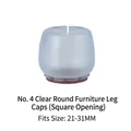 Size 4 transparent silicone furniture leg protectors for 21-31mm chair feet - No.4 Round Square Mouth (21-31mm)