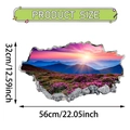 3D sunrise mountains wall decal sticker in PVC with dimensions 32x56cm for room decor - Purple Flower Mountain Sunrise (UV50551T_R)