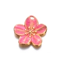 Pink enamel cherry blossom pendant with gold edges for DIY jewelry making and crafts - 1# Pink Sakura