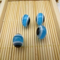Blue Turkish evil eye resin spacer beads with stripe details for DIY jewelry making - Lake Blue