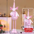 Pink plush Christmas reindeer doll with telescopic legs and glittery scarf decoration - Large Pink 105CM Telescopic Reindeer