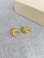 Créoles croissant creuses en or 18 carats avec motif de blé classique et texture polie - Style Croissant 3D / Or
