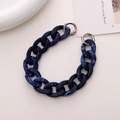 Blue marble acrylic chain strap with silver metal clasps for cups or phone cases - Blue Marble
