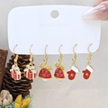 Christmas alloy earring set featuring gift boxes, antlers, and mittens in red and white - Style 18 (3 Pairs Set)