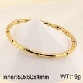 Polished 18K gold plated bamboo-style titanium steel bangle for women - Bamboo Joint Shape Style (KB153857-KLX) / Gold
