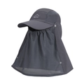 Dark grey outdoor sun hat with integrated neck flap and breathable mesh face mask - Dark Gray (9269)