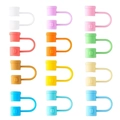 Set of 12 colorful silicone straw covers with straps for 8mm to 10mm glass straws - 12 Colors 12PCS Set