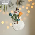 Retro resin snowman ornament with broom and hat for Christmas tree decor, 9.5x5.5cm - Cleaning Snowman with Broom