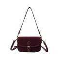 Retro burgunderrote matte Satteltasche mit Gold-Schnalle und Umhängeriemen - Burgunderrot