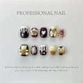 Handmade chocolate brown press-on nails with 3D bears and dessert charms - Extra Small (XS)
