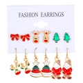 Weihnachtsohrring-Set mit 6 Paaren vergoldeten Emaille-Rentieren und Bäumen - KC Gold (Stil 4)