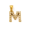 Pendentif lettre M en acier inoxydable plaqué or 18 carats avec oxydes de zirconium - Lettre M (SP148G-M)