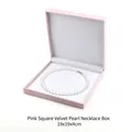 Pink square velvet jewelry box for pearl necklaces with white lining, 19x19x4cm - Square Corner Velvet/19x19x4cm / Pink