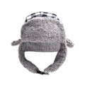 Winter-Uschanka mit schwarz-weißem Karomuster und grauem Kunstfell-Innenfutter - Schwarz Kariert - Tschapka Hut