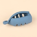 Matte blue banana clip for high ponytail styling with interior interlocking teeth - Blue