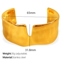 Adjustable wave-edge gold-plated stainless steel cuff bracelet in wide fashion style - Adjustable Type / SZ177 Gold
