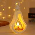 Details einer weißen LED-Weihnachtslaterne mit warmem Licht und festlichem Rentierdekor - Elch