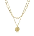 Zweilagige Goldkette mit Büroklammer-Design und rundem Buchstaben-J-Anhänger - Buchstabe-J