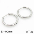 Minimalist silver 304 stainless steel round hoop earrings 14x2mm for men and women - 14*2mm Steel Color Ke113169-zz / A Pair Of [inner Diameters]