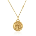 Polished gold plated Libra constellation pendant necklace with celestial star detail - Libra