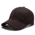 Classic dark brown men's baseball cap with metal 'Fashion' emblem and twill fabric - Adjustable / Brown