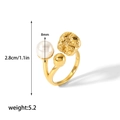 Gedetailleerde maatspecificaties van de 18K gouden ring met parel en lavatextuur - Gouden Parel Gesmolten Textuur Stijl (TR4202-G)