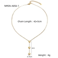 Detalle del collar dorado con colgante de corazón y especificaciones de peso y medida - Corazón Colgante en Forma de Y de Oro (NMSN-A856-1)