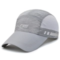 Grey quick-dry baseball cap featuring breathable side mesh and reflective safety strips - Adjustable / Light Gray