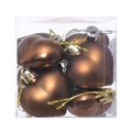 Metallic bronze heart shaped Christmas ball ornaments 5cm 12pcs in clear gift box - Coffee